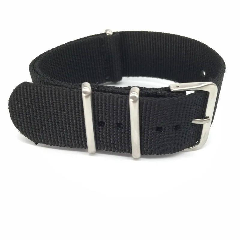 Versatile Black Military Fabric Woven Nylon Watch Strap