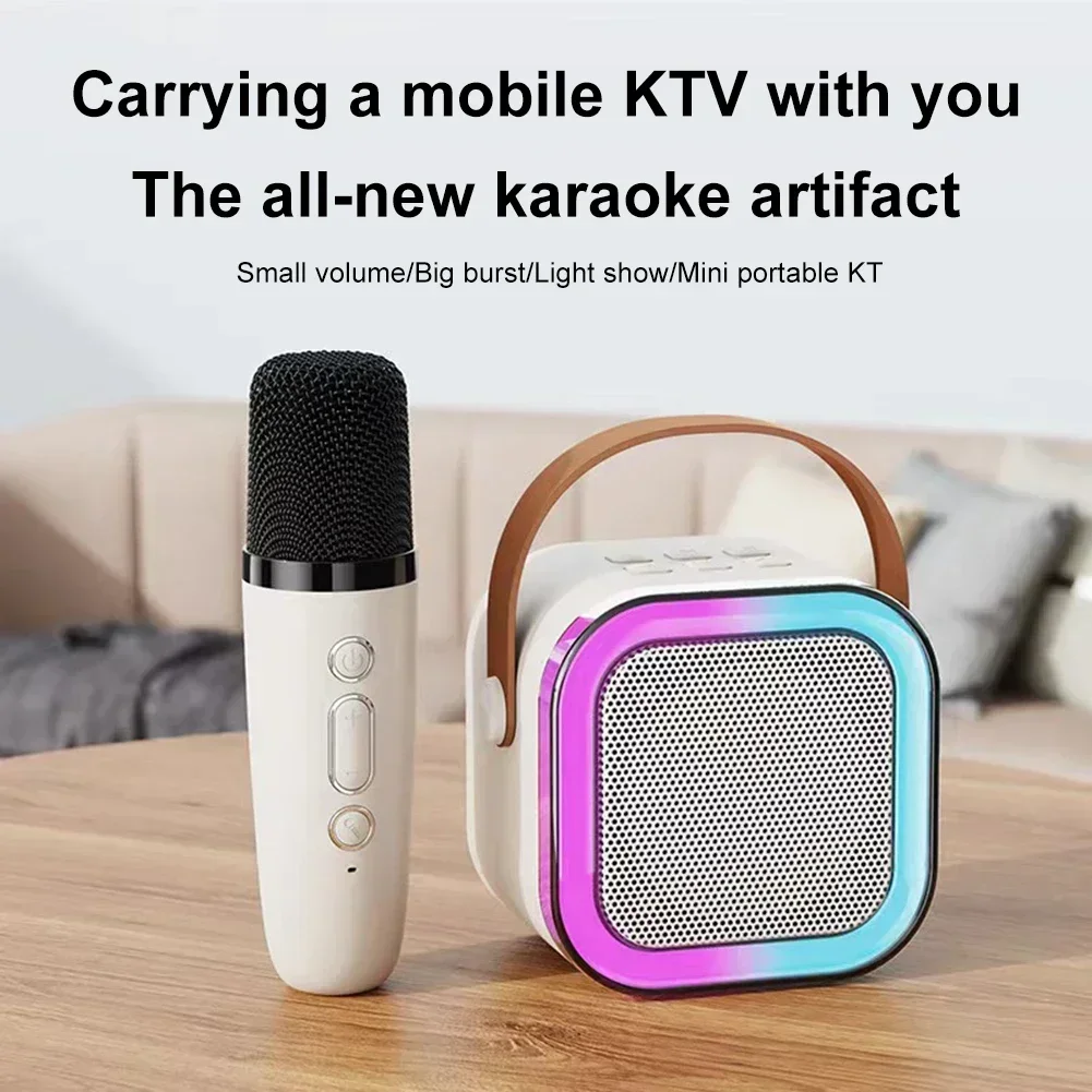 Bluetooth Speaker K12 Wireless Microphone Karaoke Machine KTV HIFI Stereo Sound RGB Lights for Outdoor Home Party