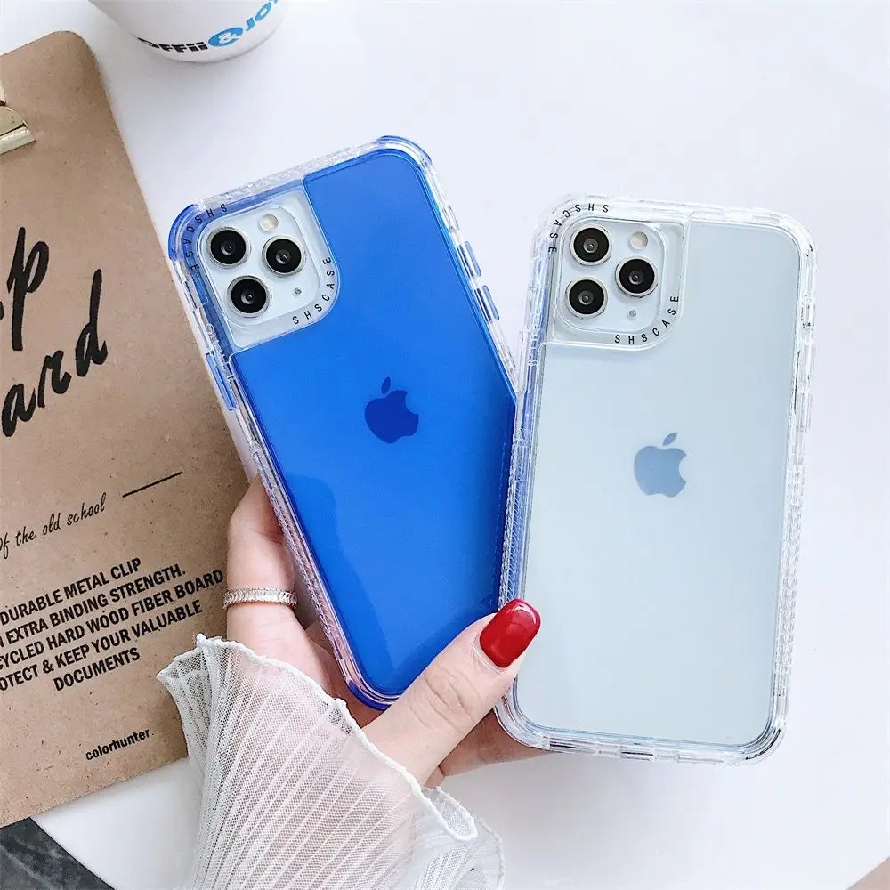 Transparent Candy Color Military Shockproof Phone Case - 3-in-1 Design