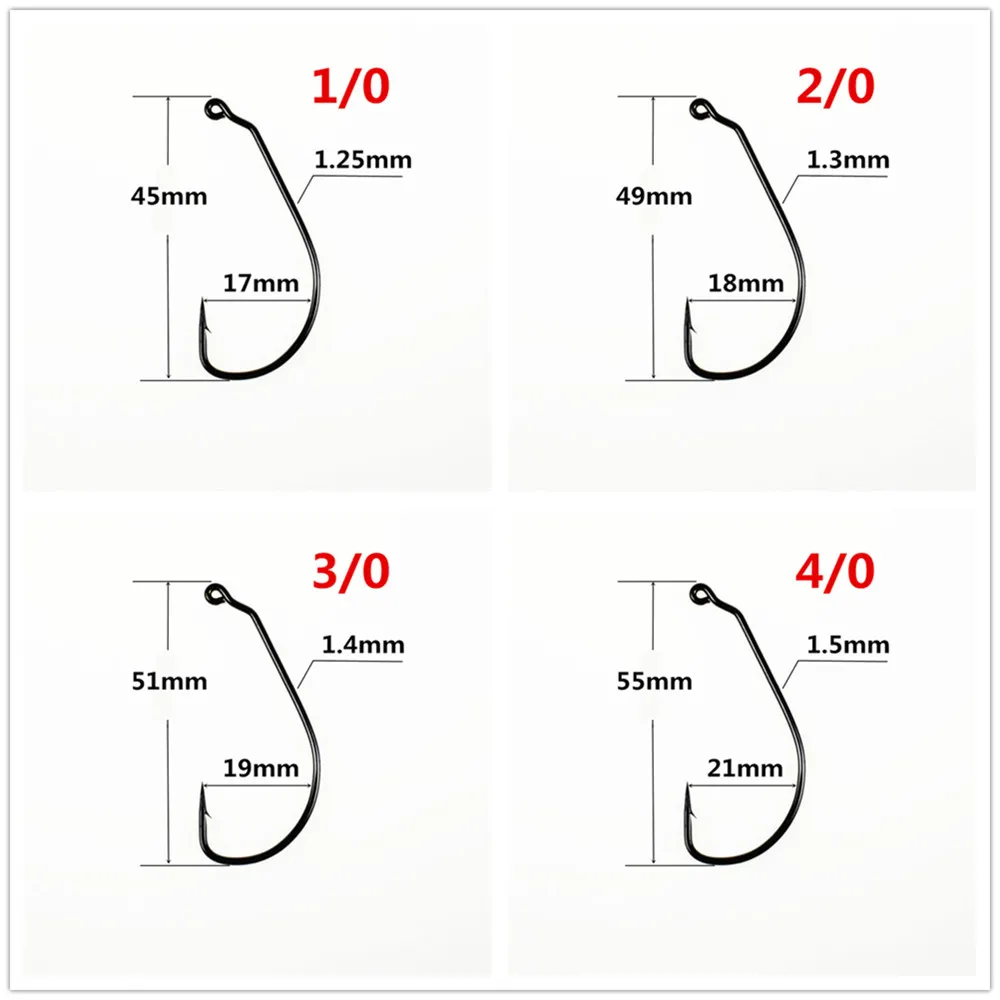 Description Picture 6 of item50pcs or 100pcs Soft Baits Offset Fishhook Bass Barbed Carp Fishing Hook For Soft Bait set