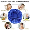 1pcs Soft Silk Satin Lined Bonnet Large Satin Hair Bonnet Household Sleep Shower Cap Hair Wrap Cover for Long Hair Salon Tool 4