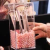 1pc makeup organizer, transparent makeup brush storage box, makeup storage bucket, pen and pencil storage box 4