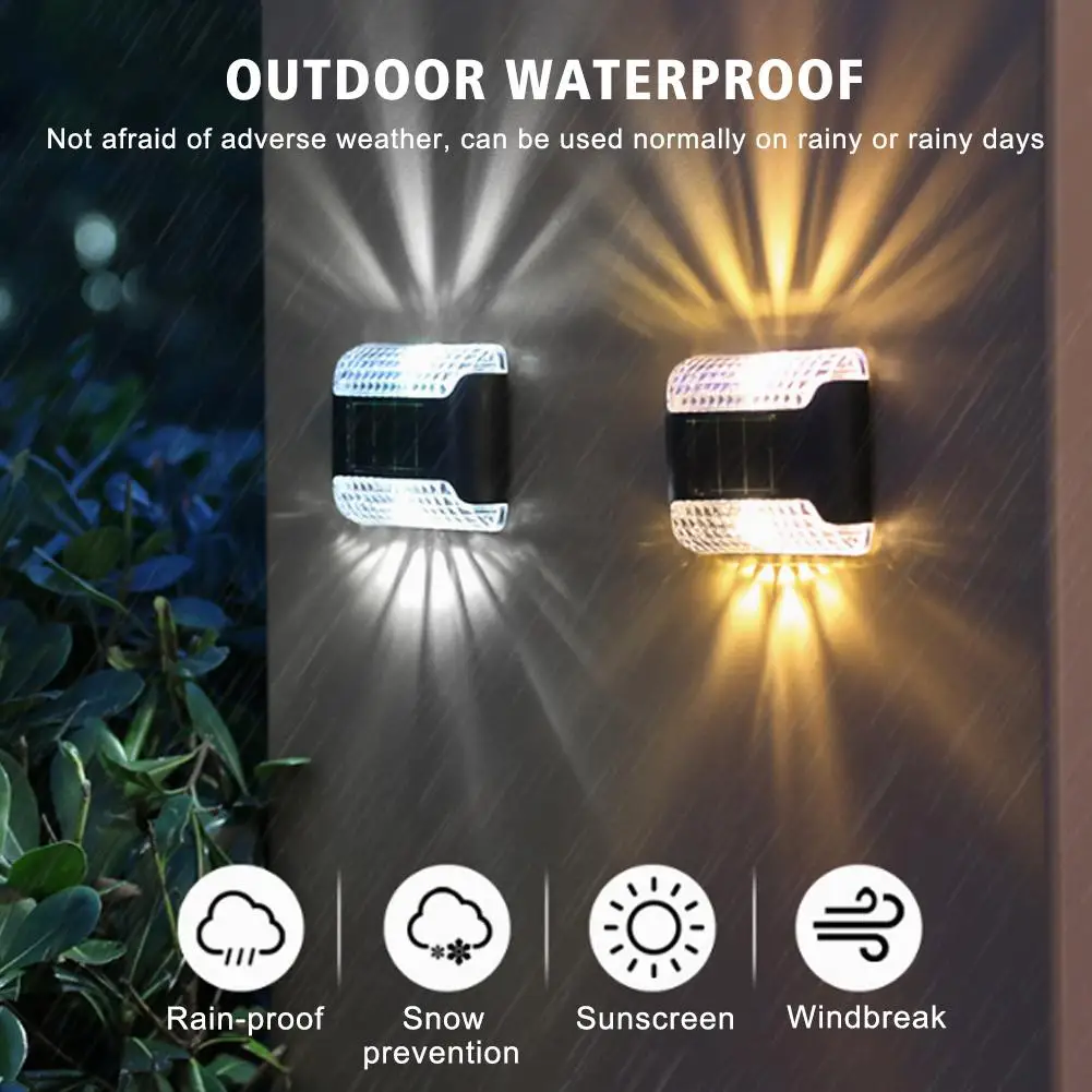 

Waterproof LED Solar Wall Lamp Waterproof Street Light Luminous Balcony Home And Porch Up Down Yard Decoration Lighting D5D6