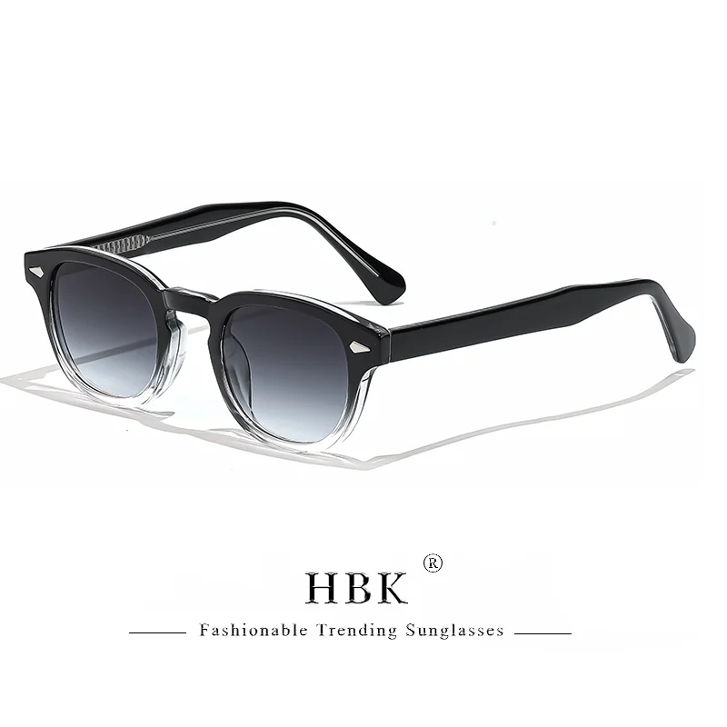 HBK Retro Round Men Sunglasses Punk Propionic Acid Pin Temple Luxury Sun Glasses Women Sports Leisure Party Eyewear UV400