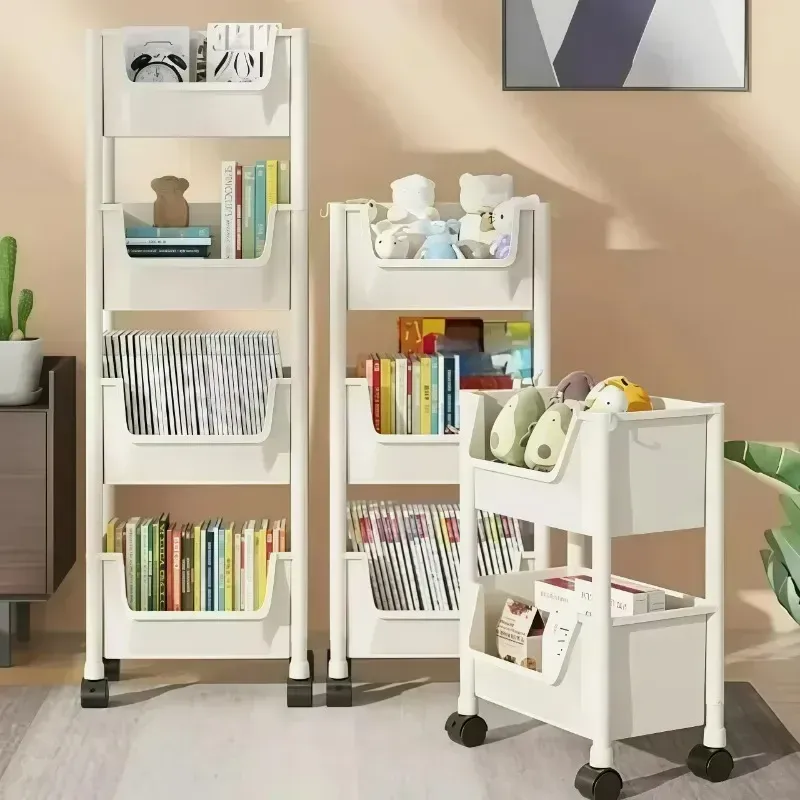 Mobile Storage Rack Trolley Bookshelf Organizer with Wheels Kitchen Bathroom Space Saving Living Room Home Office DIY Organizer
