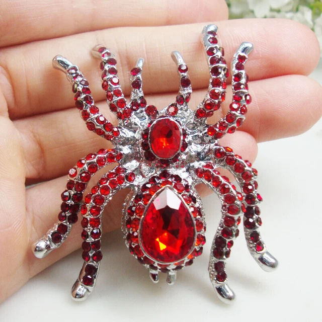 Vintage Style Spider Shape Alloy Brooch Pin Inlaid Colorful Shiny