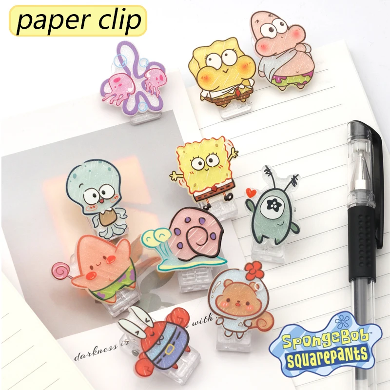 Spongebob Patrick Star Paper Clip Acrilico Cartoon Document Test Papers Clip Di Plastica Decorative Studente Kid Cute Stationery Gift