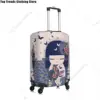 Kokeshi Doll Cherry Blossoms Luggage Cover Protector Fashion Japanese Kimono Geisha Girl Travel Suitcase Covers for 18-32 Inch 2