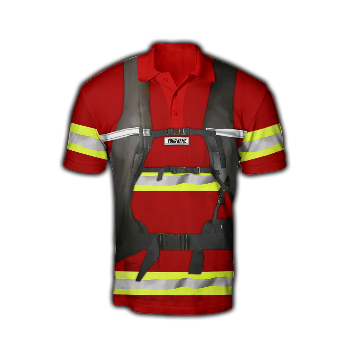 Personalisierter Name Brave Firefighter 3D-gedrucktes Herren-Poloshirt Sommer Kurzarm-T-Shirt Street Casual POLO-Shirt Tops WK10 – Detail 10
