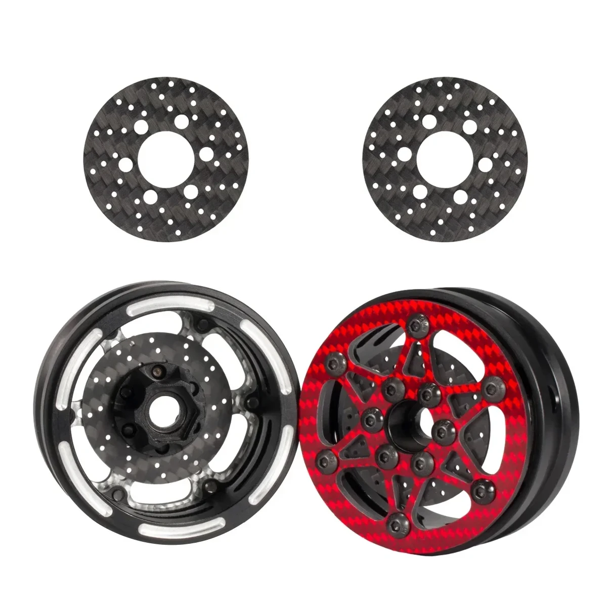 

Тормозные диски из углеродного волокна, 4 шт., подходят для вращающегося колеса SLW для радиоуправляемых гусеничных приспособлений 1/8 1/10 SCX10 TRX4 каприа 1,9 2,2, обновление обода Beadlock