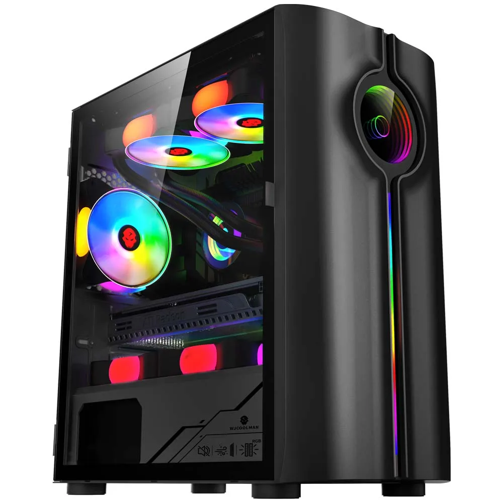Gaming Computer Case with 4Fan Positions 240 AIO Support M-ATX/MINI-ITX Panoramic Version WJCOOLMAN Unlimited Player