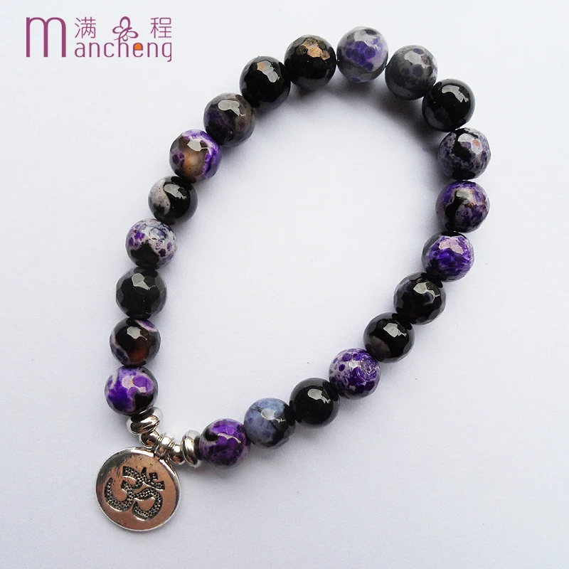 

2 rupee item дешеві товари по 2 грн Steampunk Muslim Tasbih Prayer Beads Bracelets 8MM Purple Fire Agate OM Allah Bracelet Aros