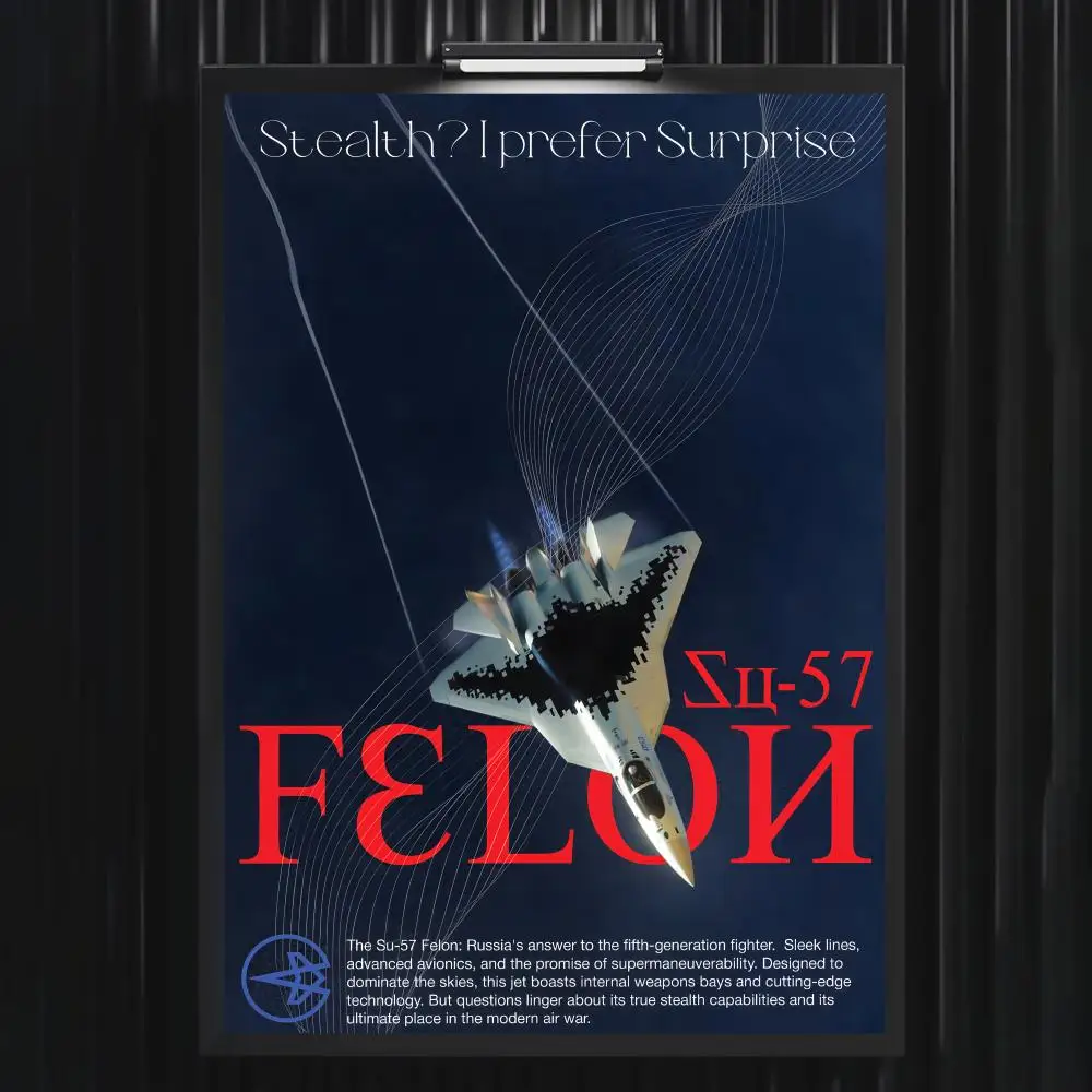 SU 57 Russisches Kampfflugzeug-Poster für Zuhause, Wohnzimmer, Schlafzimmer, Bar, Flur, klebrige Wandkunst, Druck, wasserfest, ästhetische Dekoration – Detail 9
