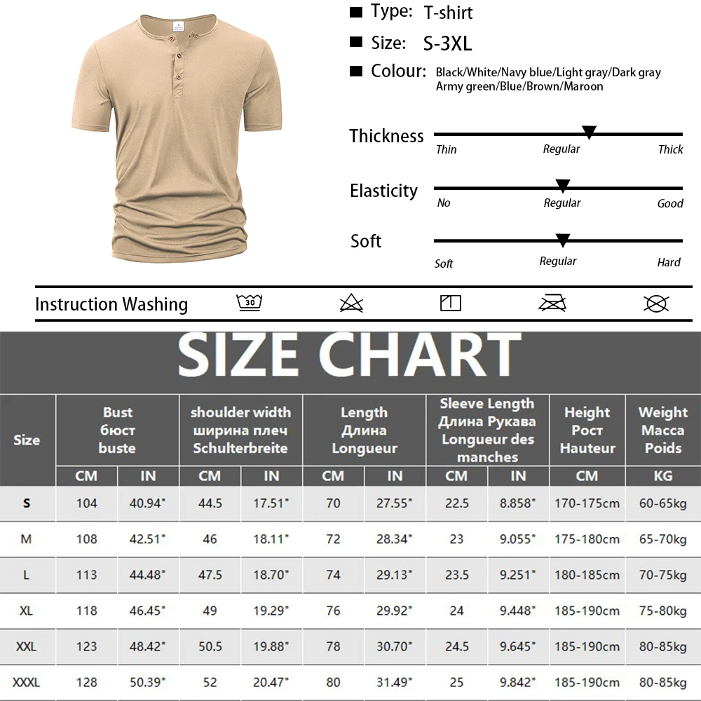 Summer Men Henley Collar T-shirts Button Slim Casual Male Solid Color Short Sleeve Men Sports T-shirt Polo shirt Tops 1 S8a52cc4ac09848ba85d847c8829dea79L