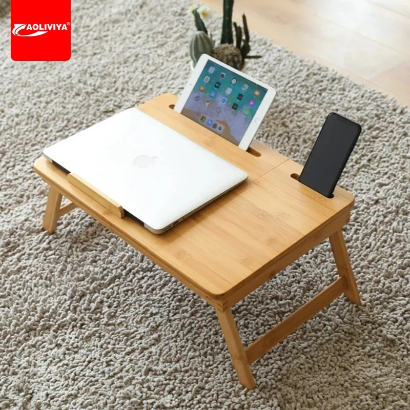 

Aoliviya Official Factory Direct Sales Spot Nanzhu Folding Computer Desk Dormitory Bed Desk Household Small Dining Table Confine