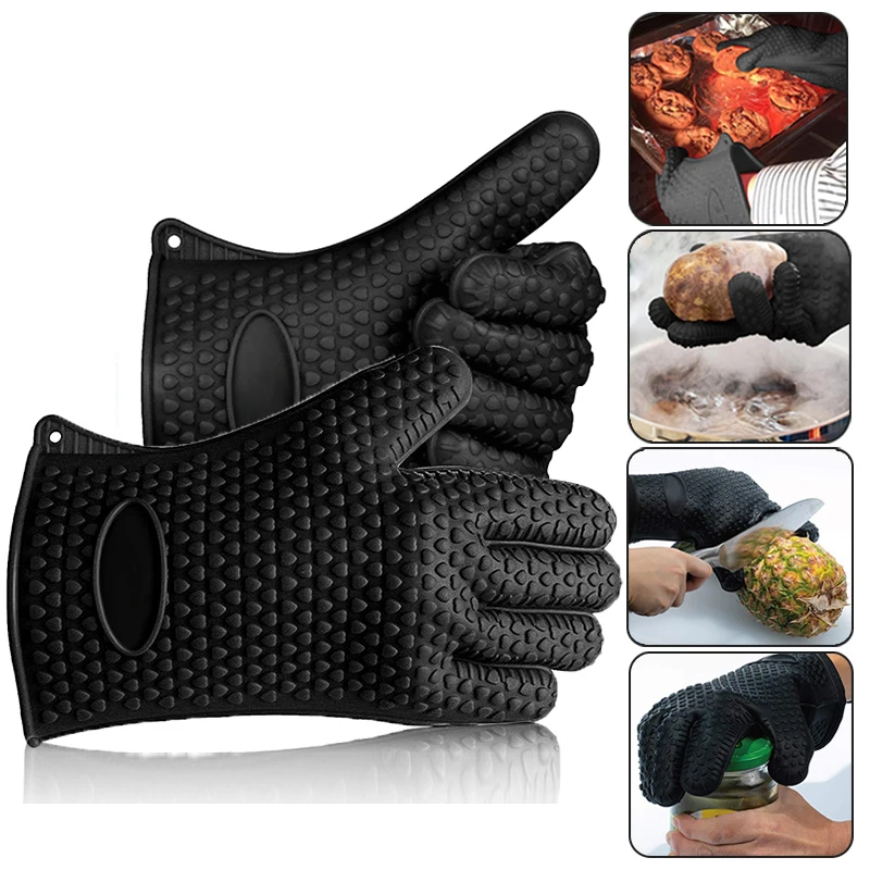 12Pcs Silicone Microwave Gloves Bbq Gloves Baking Hot Pot Grill Oven