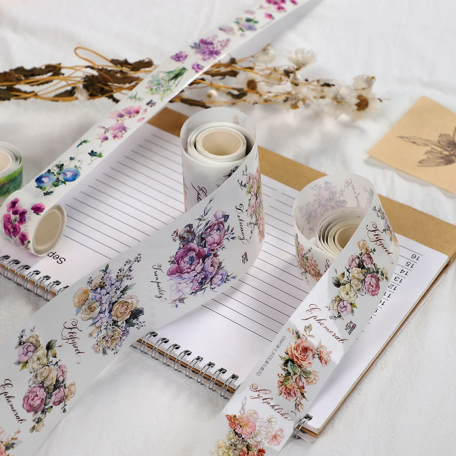 Vintage Hot Stamping Flower Journal Tape - Clear Floral Decorative Tapes