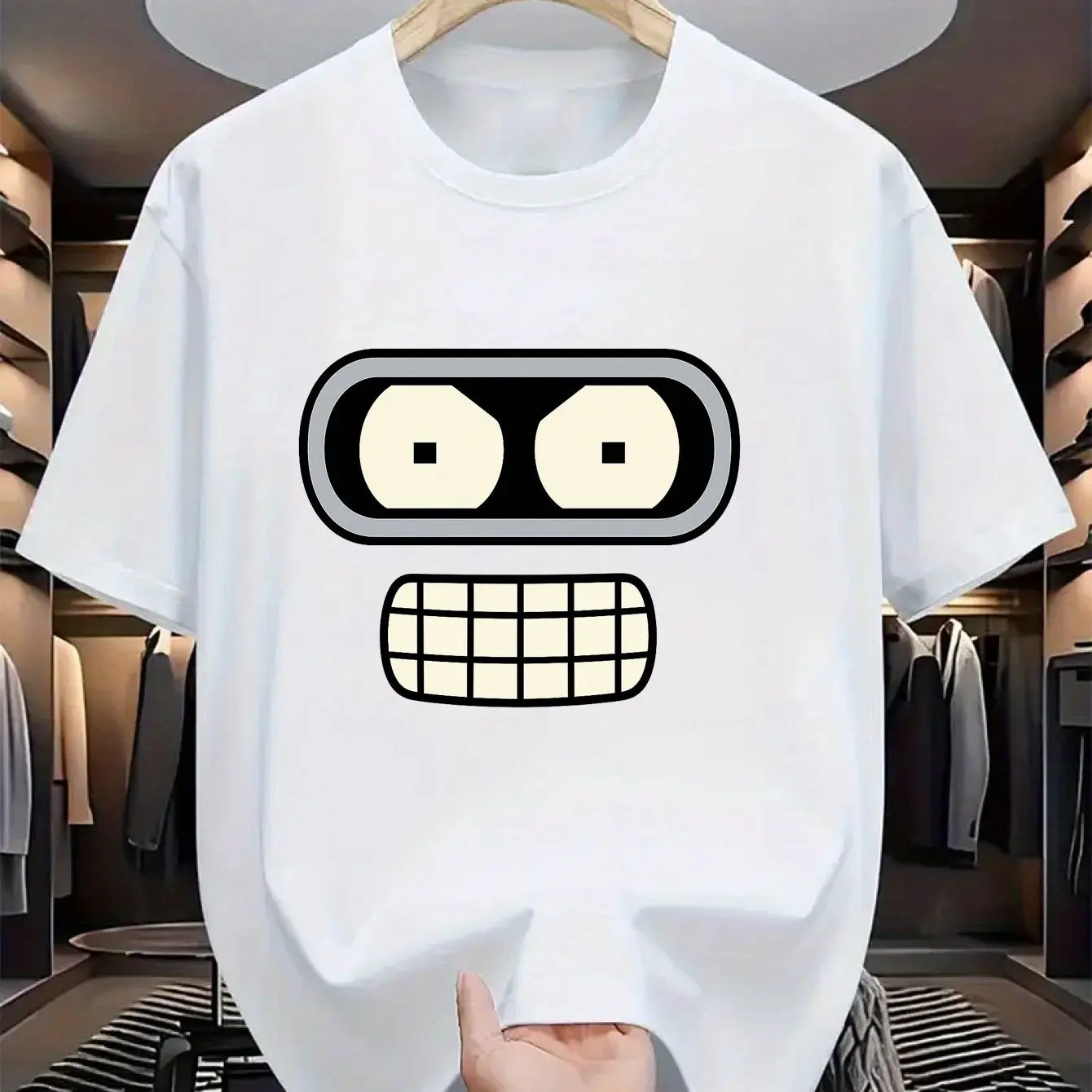 Men's Funny Robot Graphic T-Shirt - Breathable Cotton Casual Summer Tee