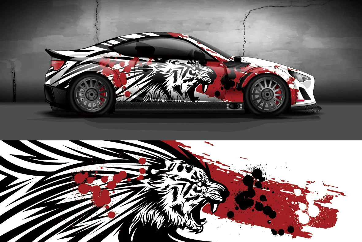 Full Body Racing Car Graphic Decal Vinyl Wrap Modern Design Vector