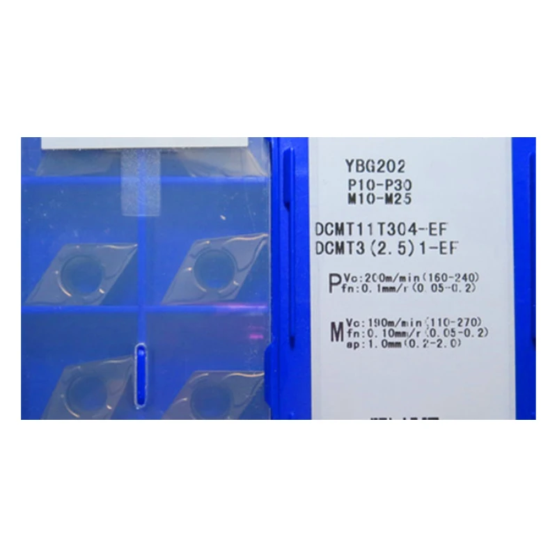 Фото DCMT11T3 DCMT оригинальные твердосплавные вставки DCMT11T308-EF YBG202 для стали и нержавеющей CNC внутренний токарный инструмент №2