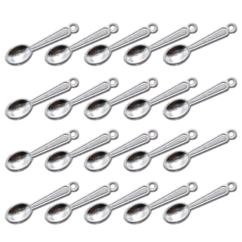 

20pcs Diy Pendant Charms Alloy Spoon Shape Pendants Charms DIY Jewelry Making Accessory for Necklace Bracelet (Bright Silver)