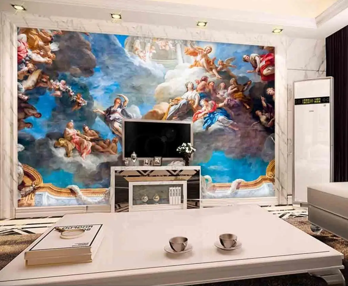 beibehand papel de parede para quarto em grande piscina de pintura europeia lâmpada de teto mural de teto papel de parede angel papel de parede