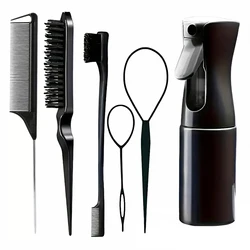 Deluxe 6 - Piece Hairdressing Tool Set with Styling Accessories (Black)