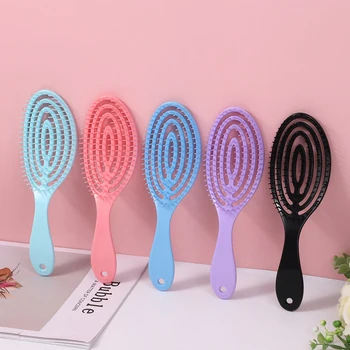 Spazzola per Massaggio Capillare in Plastica con Setole, Spazzola Districante per Capelli Ricci, Spazzola Cava per Strumenti da Salone e Parrucchieri