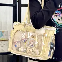 Japanese Sweet Women Ribbon Ita Bag Fashion Large Capacity Tote Bag Aesthetic Shoulder Bag Cute Lolita Girl Transparent Handbags - Image 2