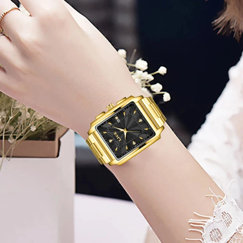 LIGE Fashion Women Watches Top Luxury Creative Steel Dress Bracelet Wristwatches Ladies Square Waterproof Watch Relogio Feminino