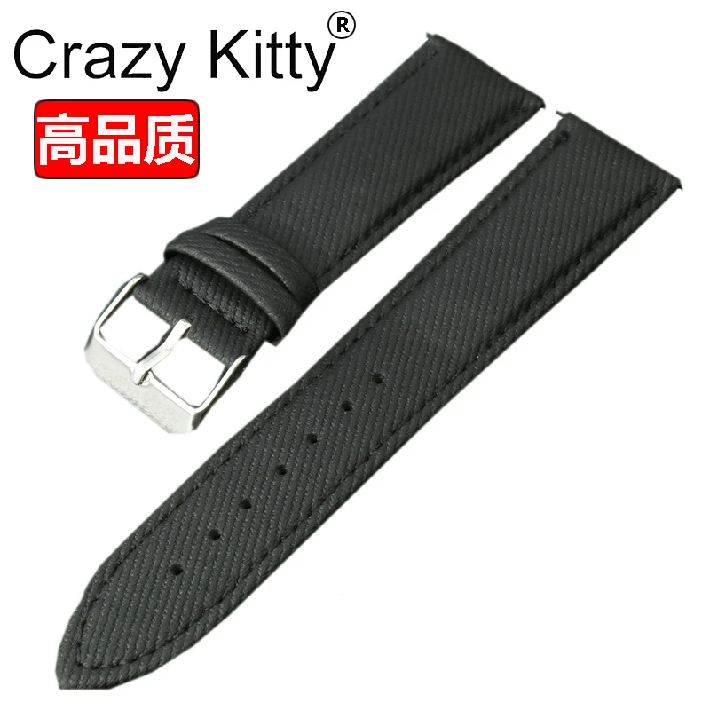 Genuine Leather Cowboy-Style Quick Release Watch Strap - Fabric Accent