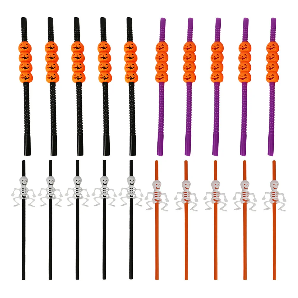 20PCS Plastic Straws Halloween Theme Straws Drinking for Halloween Party