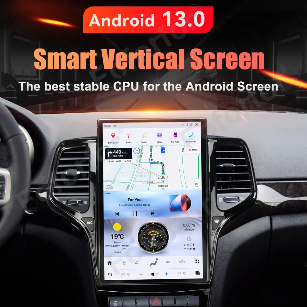 

Android 13 Qualcomm665 Tesla экран для Jeep Cherokee 2010-2021 мультимедийное радио Автомобильный GPS-навигатор плеер автомобильное стерео головное устройство
