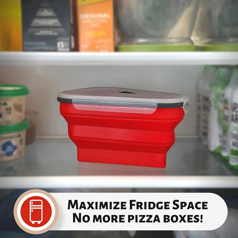 Reusable Triangular Pizza Box 5 Trays Combo-Heat-Resistant Silicone Foldable Container for Catering & Home Use