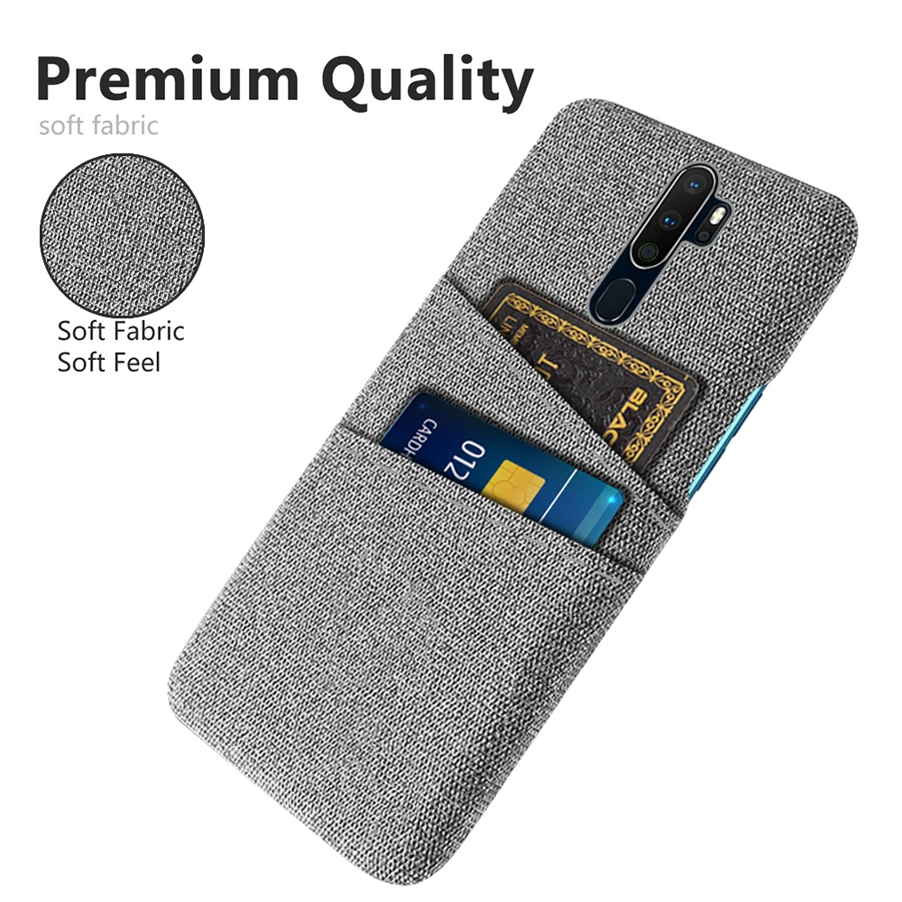 

For OPPO A5 2020 Case Coque Fundas OPPO A5 A9 2020 Cases For OPPO A5 2020 Case Dual Card Fabric Cloth Luxury Business Cover