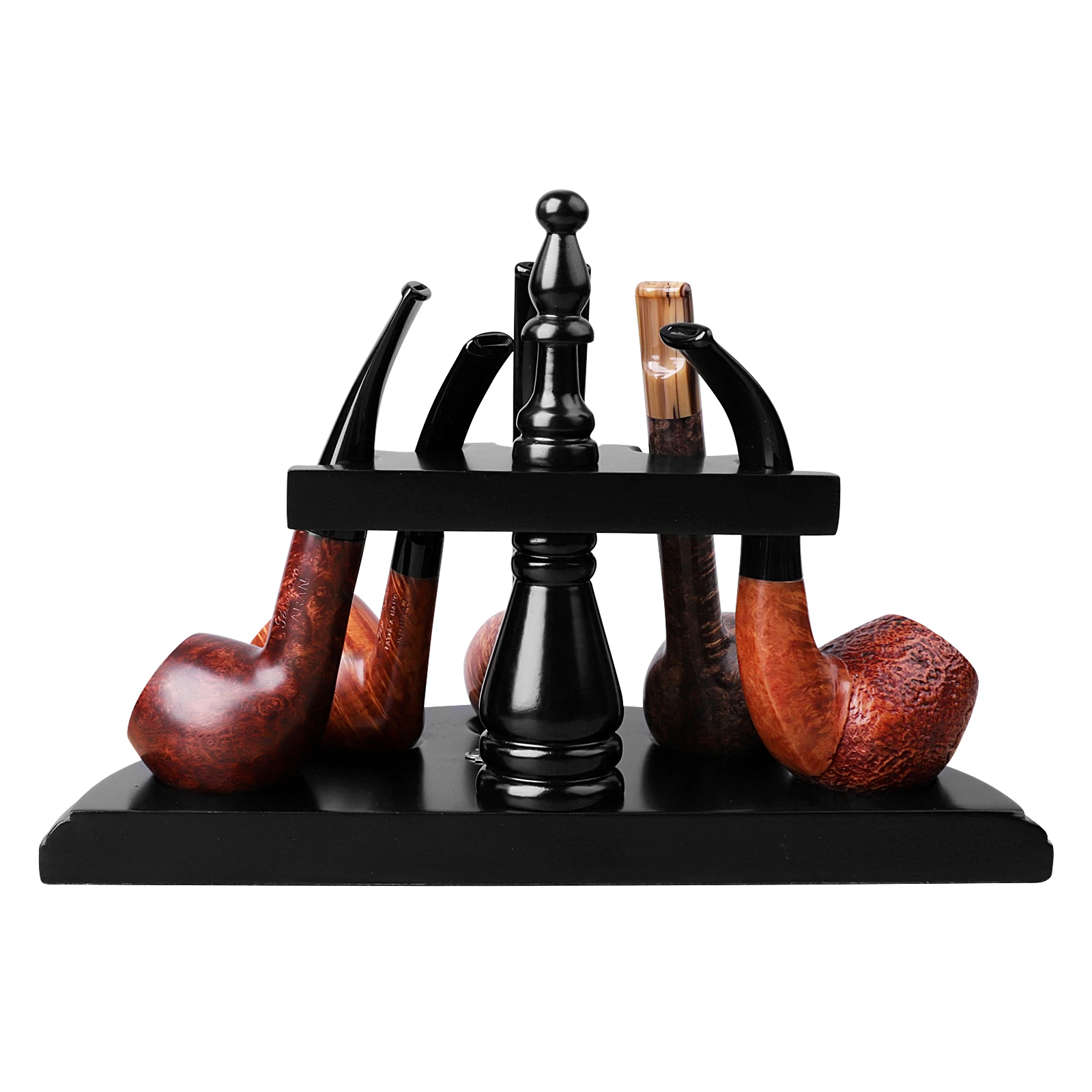 Smoking Accessories Tobacco Smoking Accessories Fan-shaped pipe stand for 5 pipe removable Straight Line Vertical Romanesque tobacco stand solid wood Rack Holder