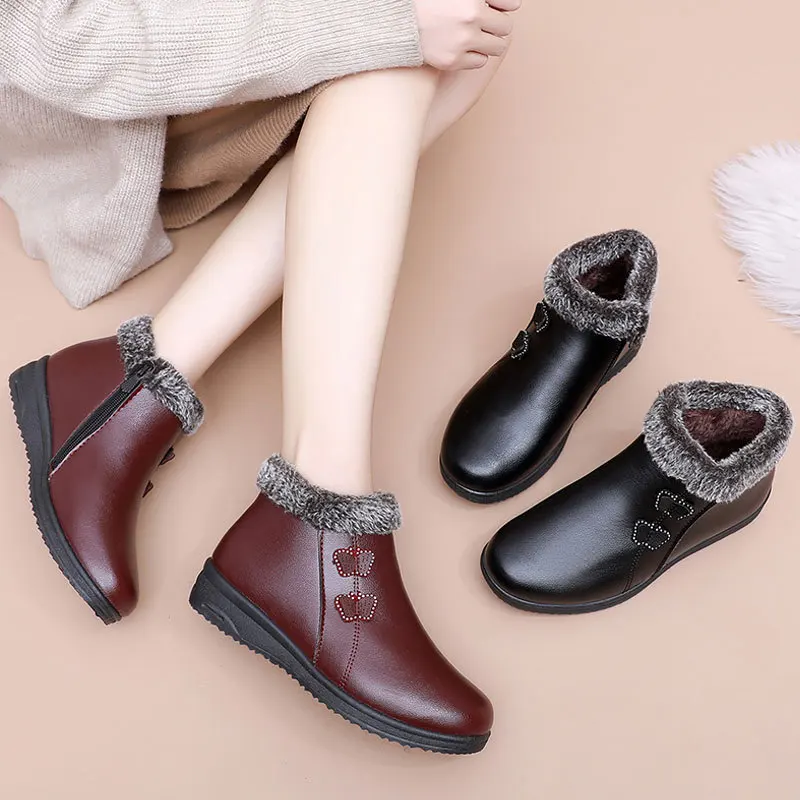 Winter Mom Cotton Boots 2023 New Arrival Ladies Warm Plush Shoes Short Boots Women Cozy Velvet Shoes Black Women's Ankle Boots