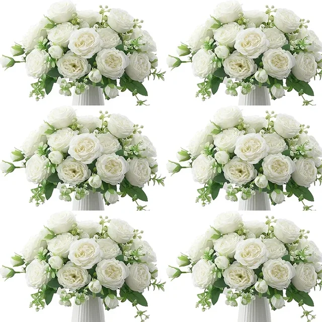 10 pacchi di fiori di peonia artificiali bouquet di peonia in seta sintetica per la decorazione del centrotavola della tavola di nozze domestica 1
