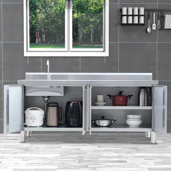 ตู้อ่างล้างจานสแตนเลสทันสมัย สไตล์นอร์ดิกย้อนยุค สำหรับห้องรับประทานอาหาร ตู้ครัว ตู้เครื่องล้างจาน โต๊ะทำงาน เฟอร์นิเจอร์บ้าน FYKC 2