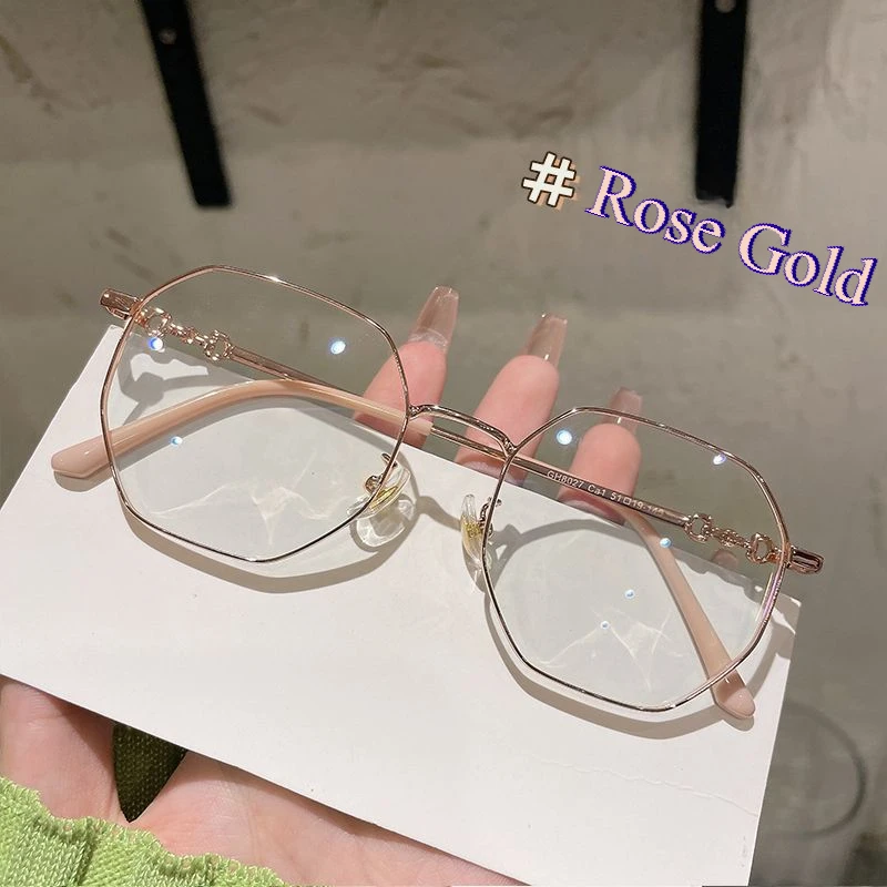 MDOD Prescription Myopia Glasses Anti-Blue Light Polygonal Metal Frame 5