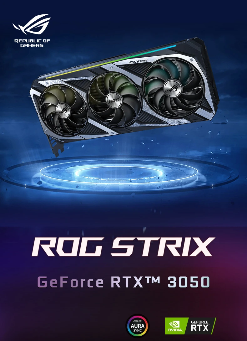 ASUS ROG-STRIX-RTX3050-O8G-GAMING RTX 3050 Support AMD Intel Desktop CPU LHR NEW gaming card for pc