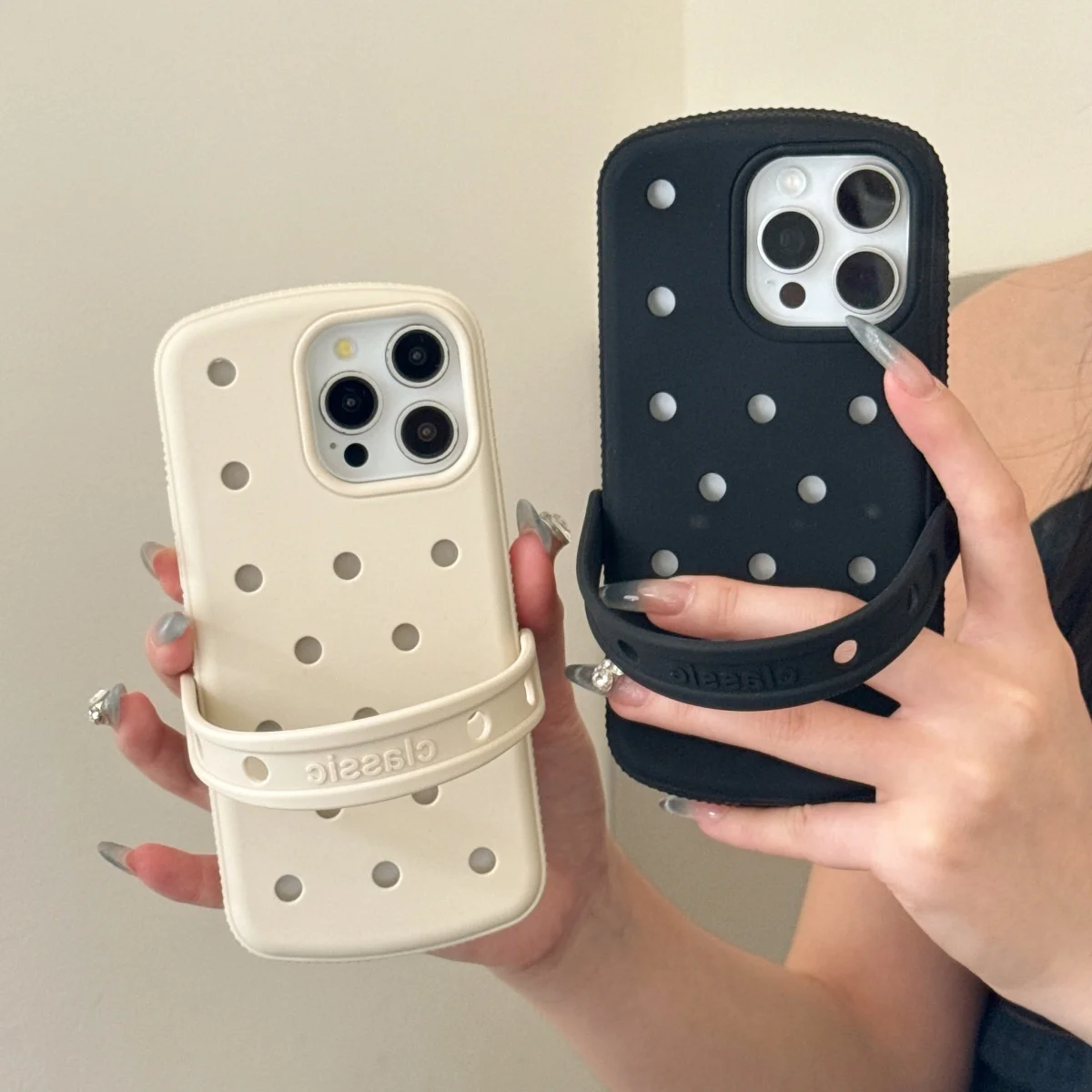 For i Phone 16 Pro Max Crocs Case colors Beige/Gray /Yellow/ Mauve
