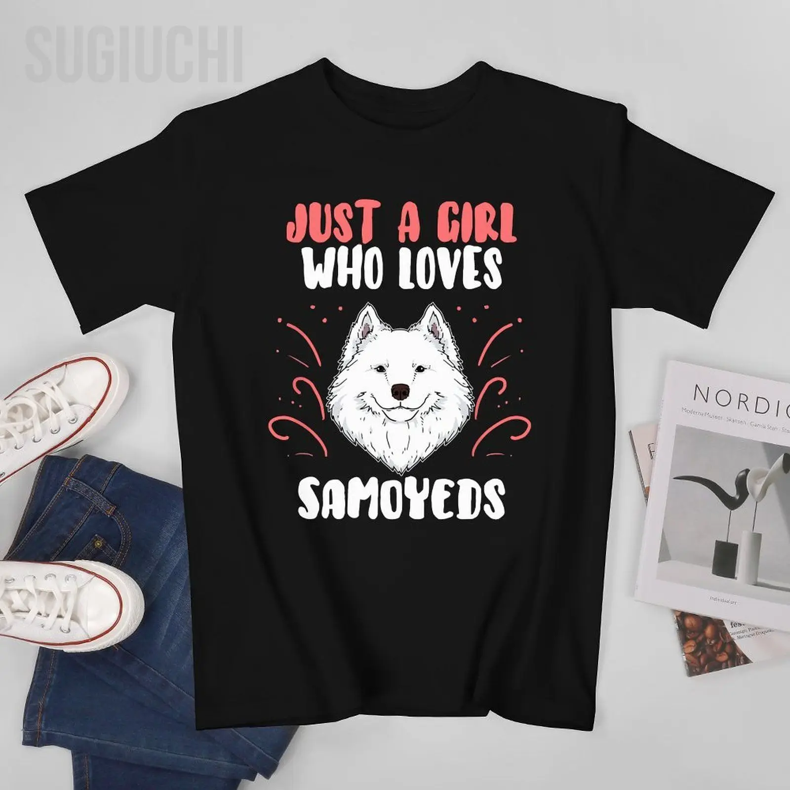 

Unisex Men Just A Girl Who Loves Samoyed Dog Puppy Costume Tshirt Tees T Shirts Women Boys 100% Cotton T-Shirt