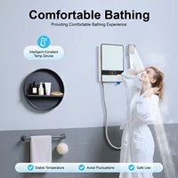 Chauffe-eau instantané mural 6500W, chauffe-eau électrique sans réservoir et douchette à main, ensemble de douche chaude 6