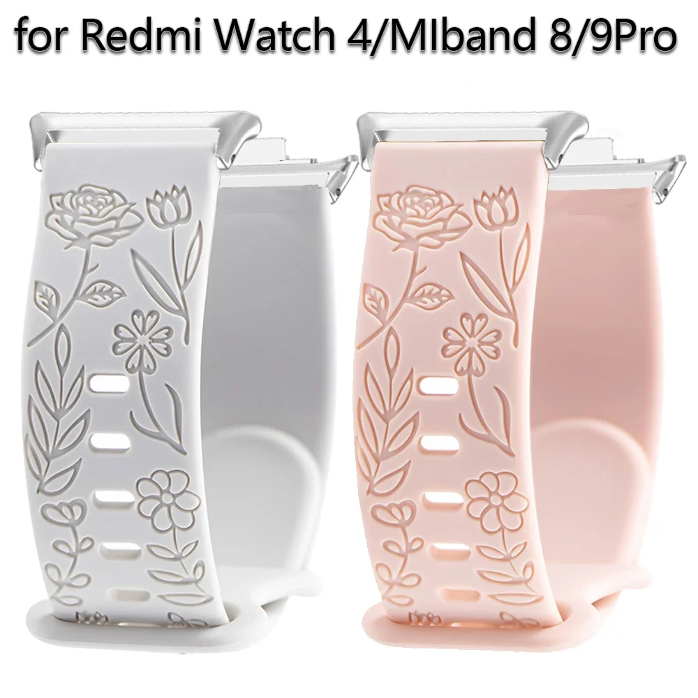 Magnetic Silicone Smartwatch Strap with Carvings Design - Universal Fit Bracelet Accessory