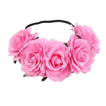Fascia per capelli da donna con rose, ghirlanda floreale nuziale, corona per feste, accessori per capelli