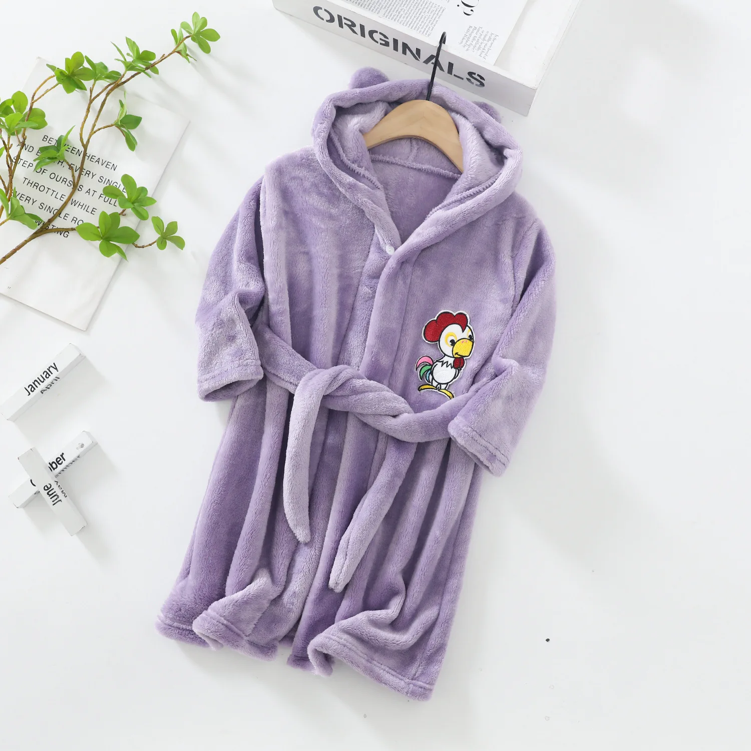 Long Sleeve Hooded Children's Bathrobe Cartoon Panda Kids Robe Lovely Animal Boy Bath Robe Spring Autumn Girls Bathrobe