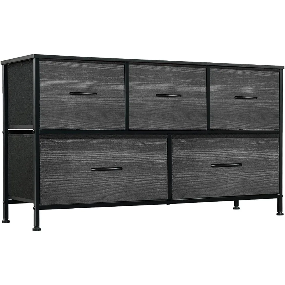 

Комод с 5 выдвижными ящиками 21Hx40L X12 w, фотоящики для шкафа, детской комнаты, тканевая мебель для хранения одежды, деревянная Верхняя отделка под дерево