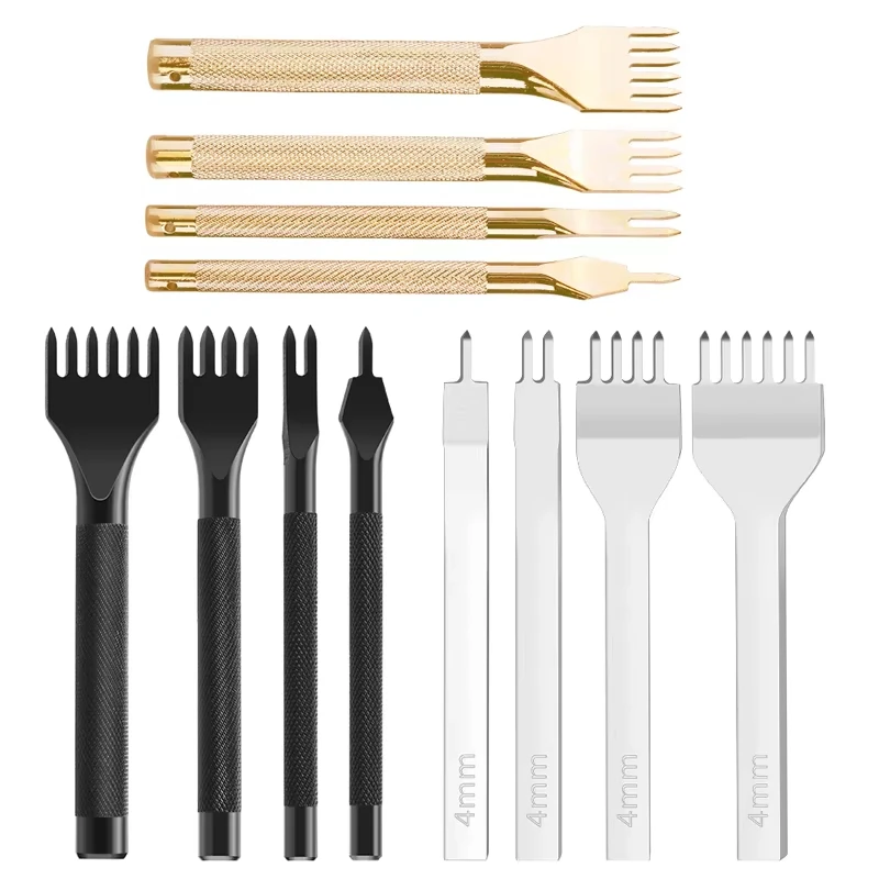 Leather Punch Tool 3/4/5/6mm Spacing Punch Set for Leather Hole Punches Lacing Stitching Sewing DIY Leather Craft 1/2/4/6 Prong