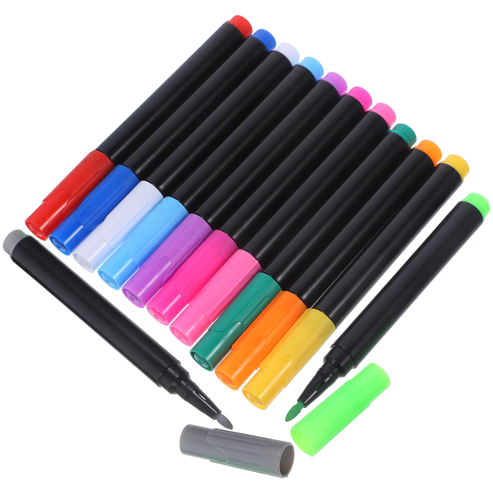 12Pcs 액체 분필 펜 화이트 보드 유리 거울 아크릴 보드 칠판 지울 수있는 칠판 용 안전하고 부드러운 쓰기 마커